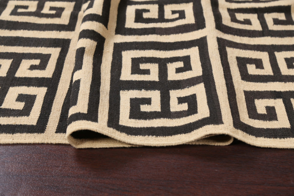 Natural Dye Tribal Geometric Kilim Oriental Area Rug Wool Flat-woven 6x8