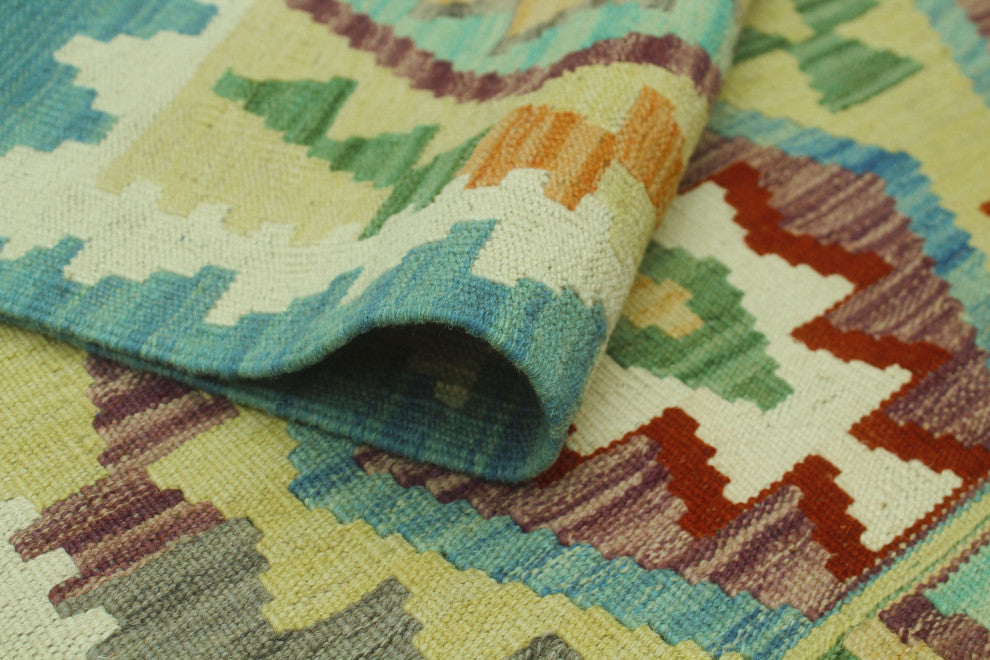 Sangat Kilim Zoya Gold/Ivory Rug, 3'4x4'11
