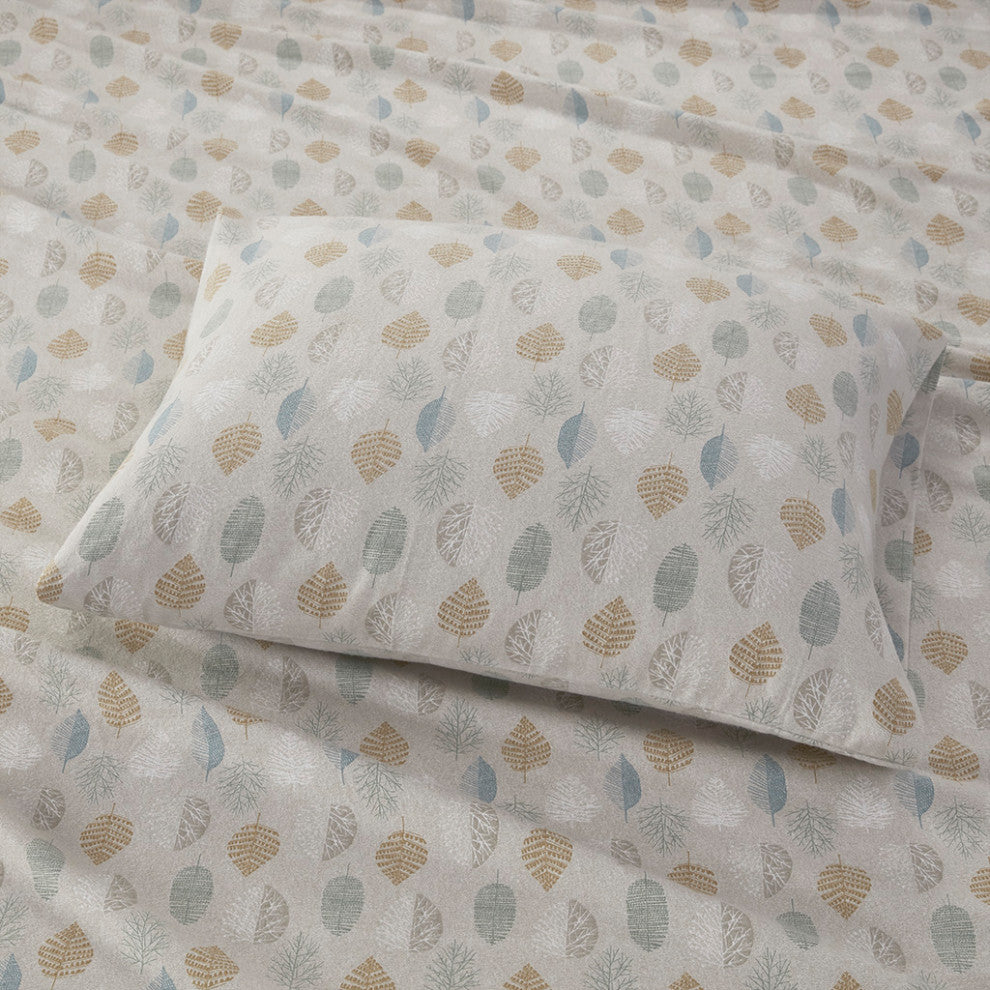 True North by Sleep Philosophy Cotton Flannel Print Sheet Set, Fall Leaves