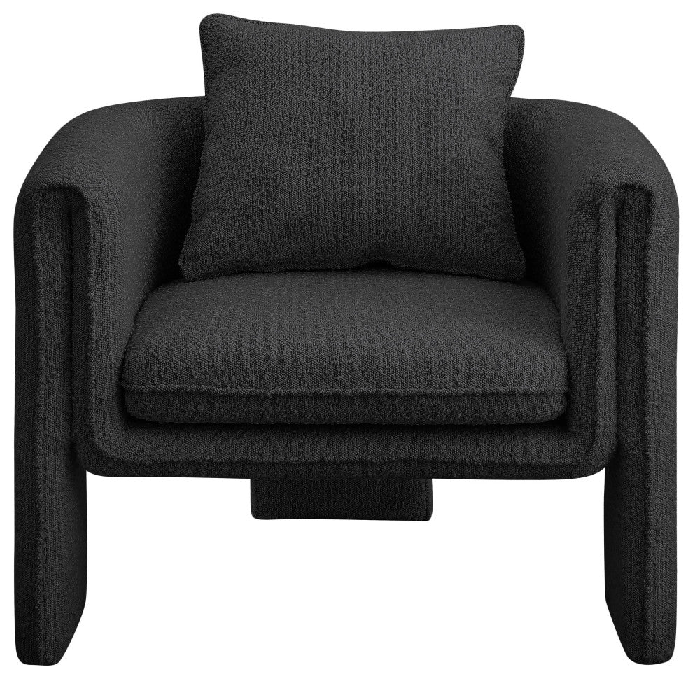 Stylus Boucle Fabric Upholstered Accent Chair, Black