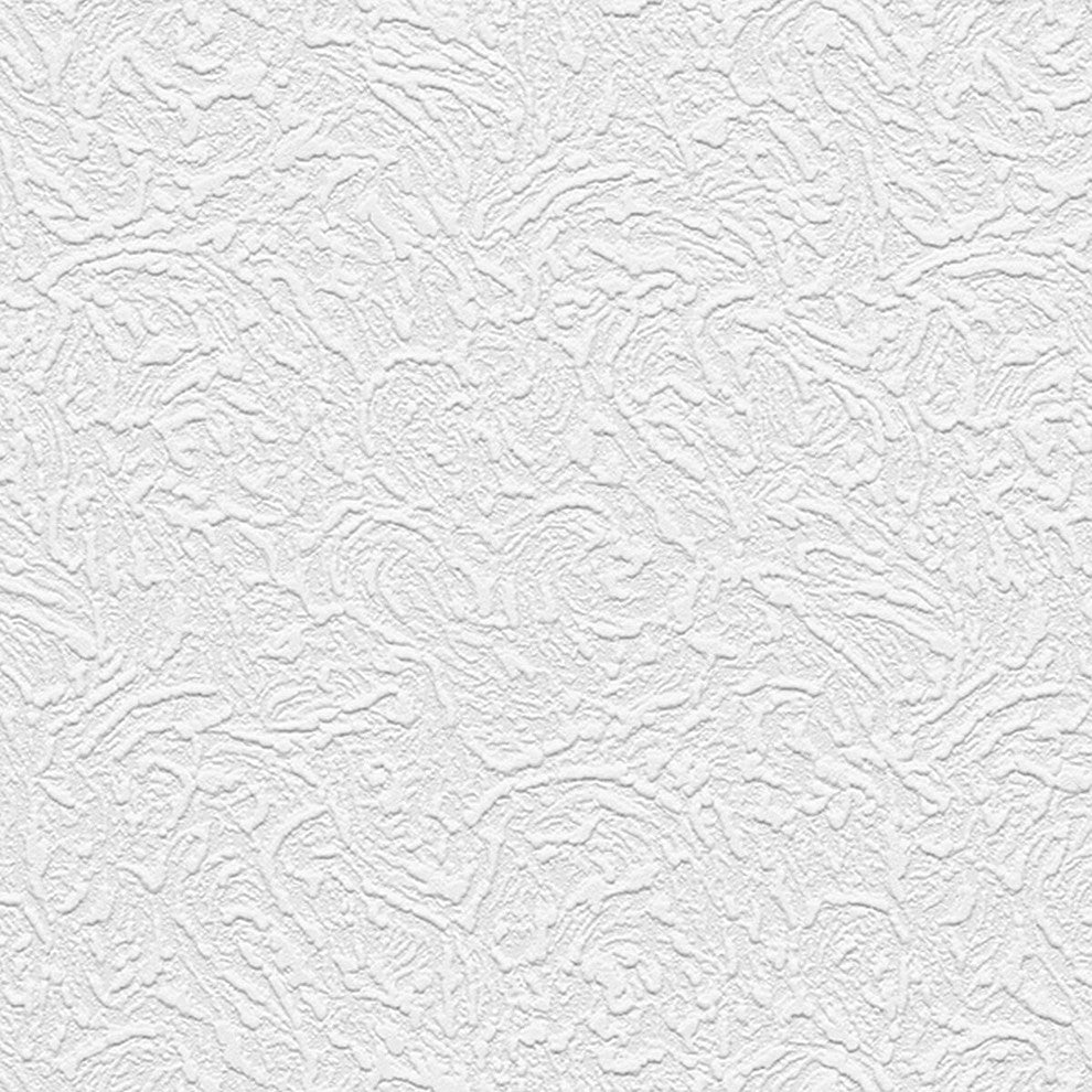Architectural, Texture Geometric Paintable Pre-Pasted White Wallpaper Roll