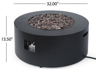 Hemmingway Outdoor Round Fire Pit With Tank Holder, Dark Gray Finish