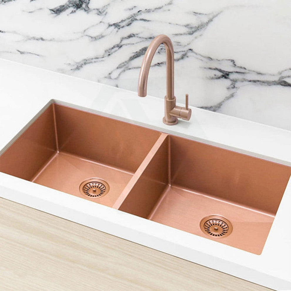 HIGOLD Double Bowl Undermount Kitchen Sink, Nano, PVD rose gold