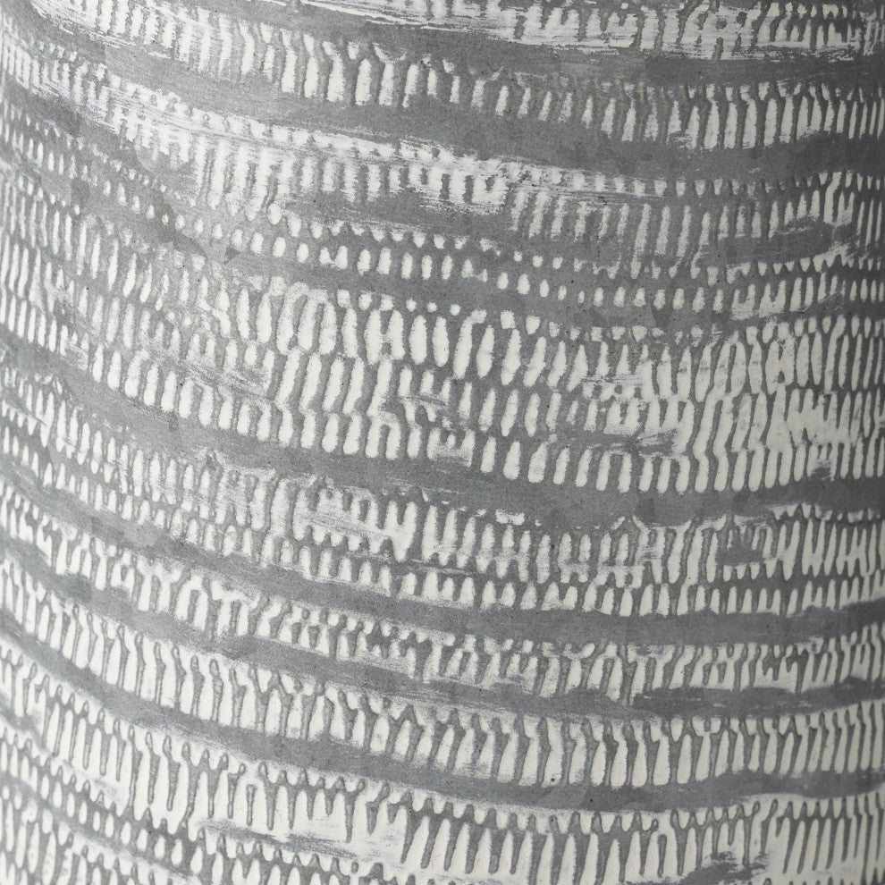 Gray and White Patterned Metal Jug