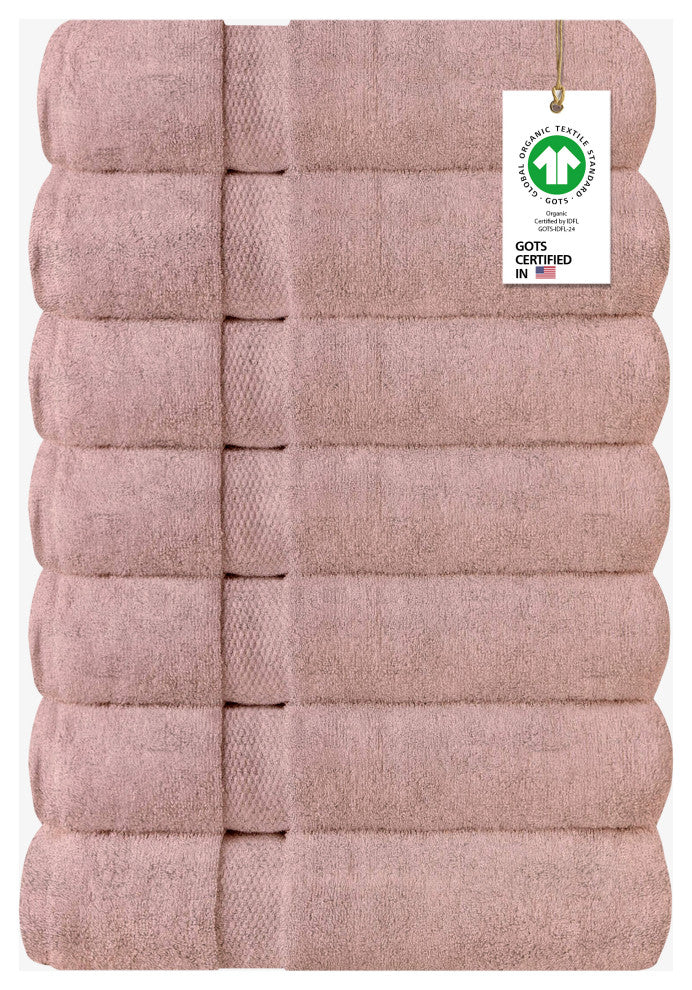 Organic 100% Cotton 650 GSM Feather Touch Quick Dry Bath Towel, Rose Dust, Pack of 7