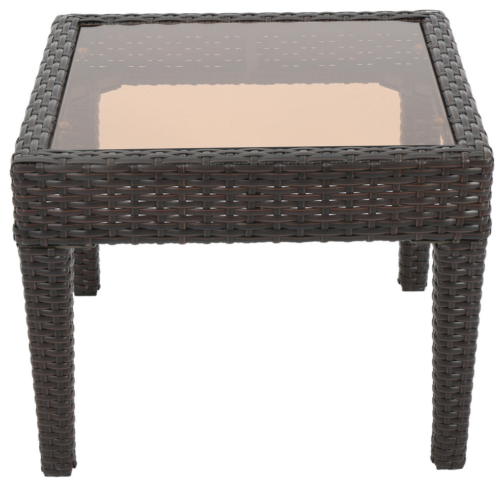 GDF Studio Jermaine Outdoor Brown Wicker Accent Table
