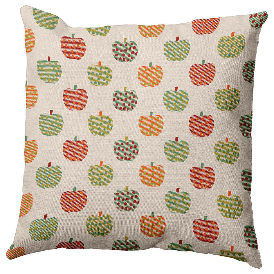 16"x16" Apple Pattern Decorative Throw Pillow, Maple Red