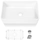 Sinber White Ceramic Double Bowl Apron farmhouse Kitchen Sink With Str, 33"x17"