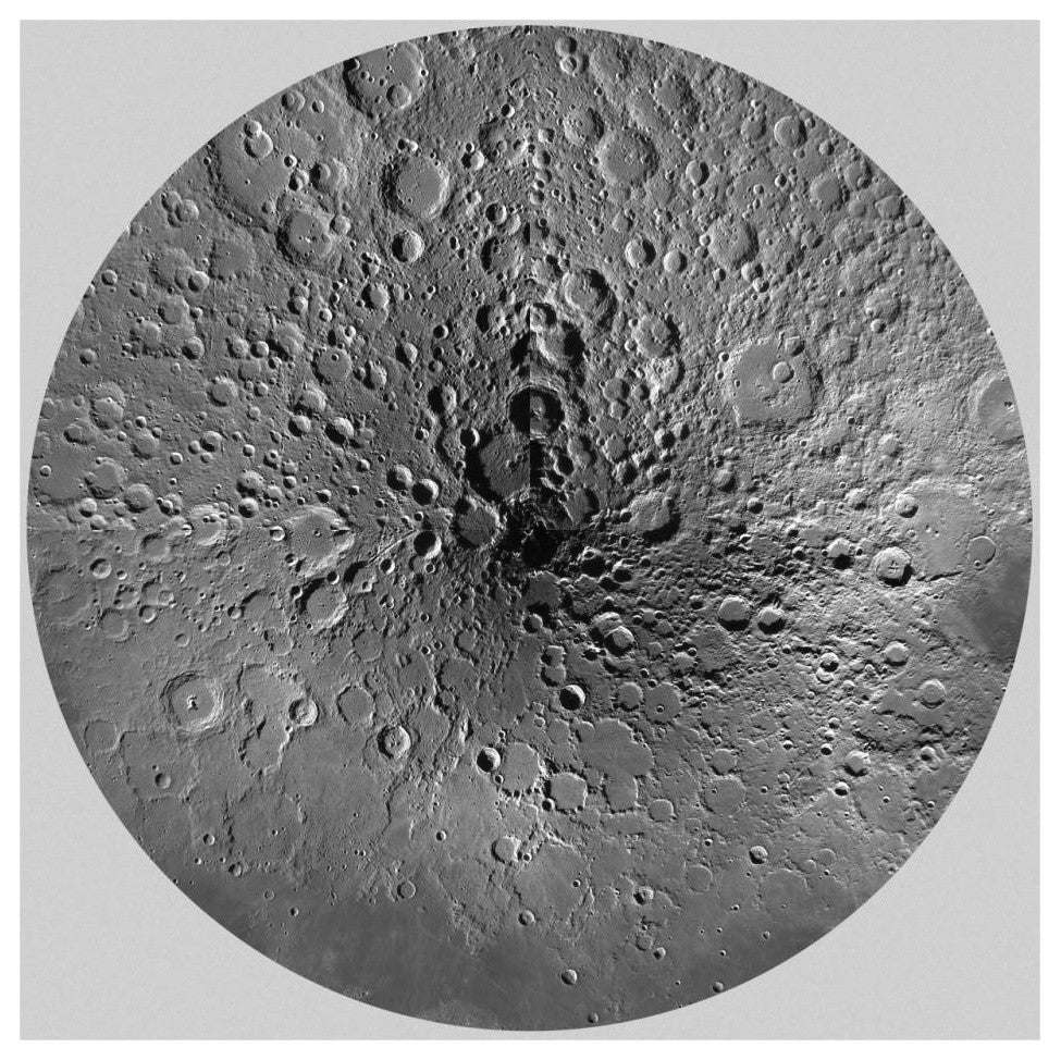 "Unmarked Map of the Moon, North Pole" Paper Art, 32"x32"