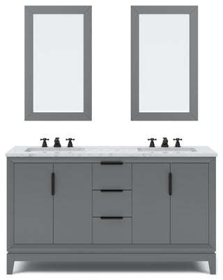 Elizabeth 60" Double Sink Carrara White Marble Vanity, Cashmere Gray