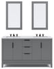 Elizabeth 60" Double Sink Carrara White Marble Vanity, Cashmere Gray