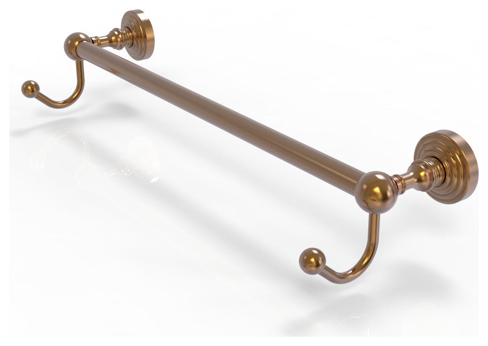 Waverly Place 36" Towel Bar and Integrated Hooks, Brushed Bronze