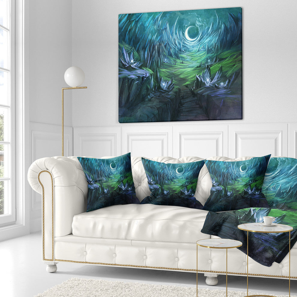 Twilight Valley Landscape Abstract Throw Pillow, 16"x16"