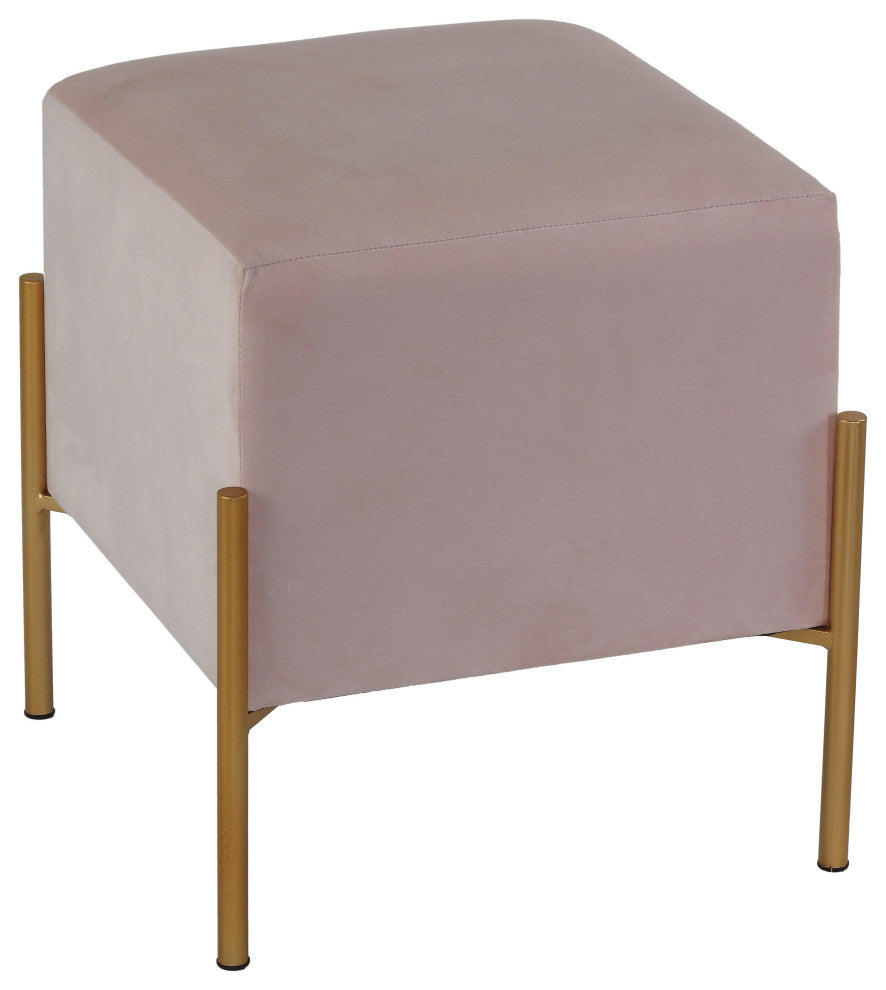 Cortesi Home Spokane Square Ottoman, Pink Velvet