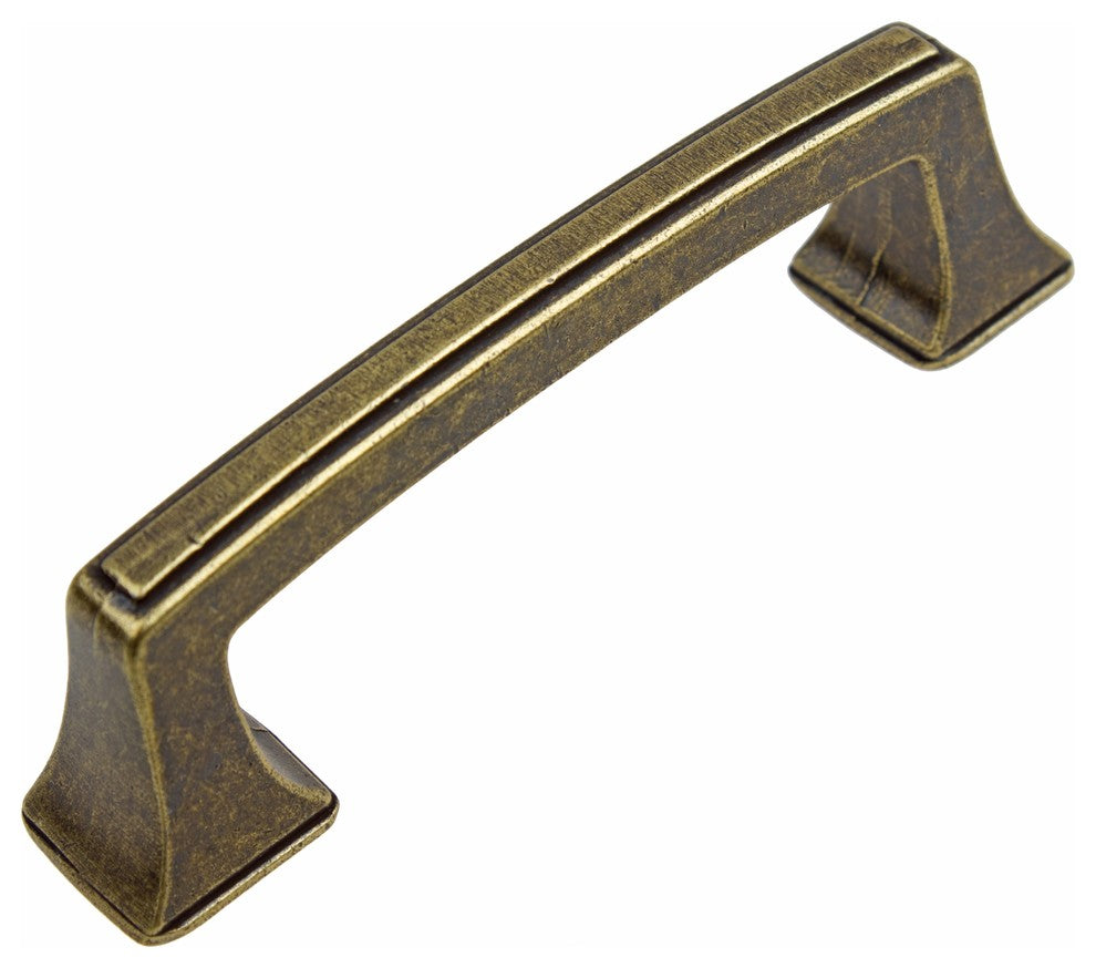 3" Center Deco Base Pull, Set of 20, Antique Brass