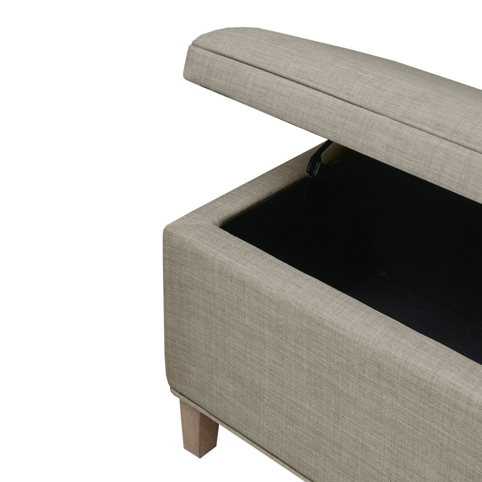 Martha Stewart Caymus Transitional Upholstered Storage Bench, Grey