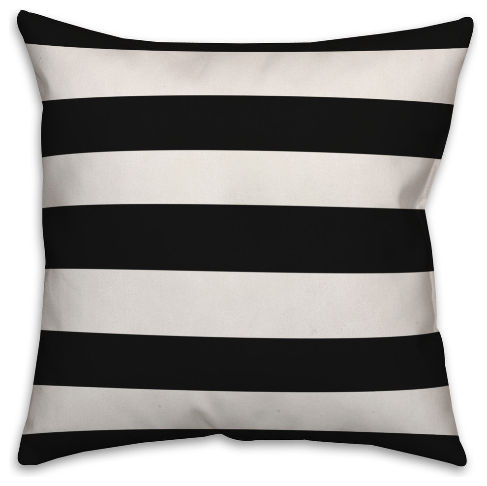Black Cabana Stripe 18x18 Throw Pillow Cover