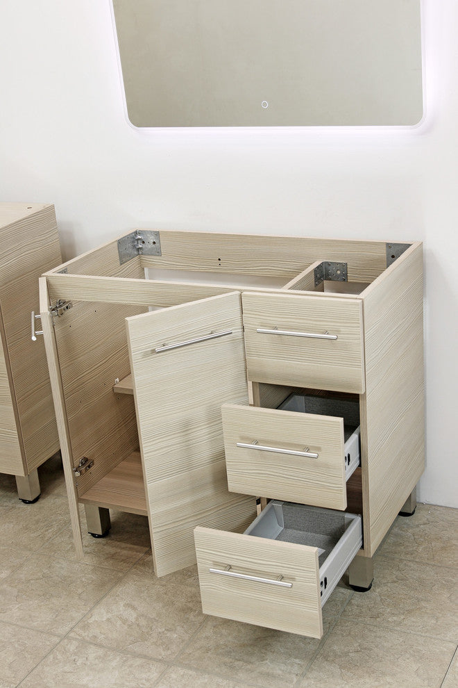 Windbay 36" Free Standing Vanity, Tan, White Integrated Sink and Countertop
