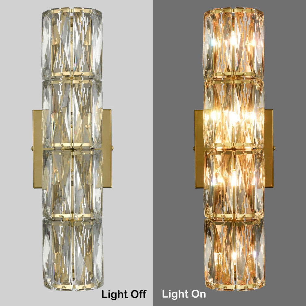 Wall Sconce Modern Crystal Light Bathroom Wall Lighting, Gold, 4-Light