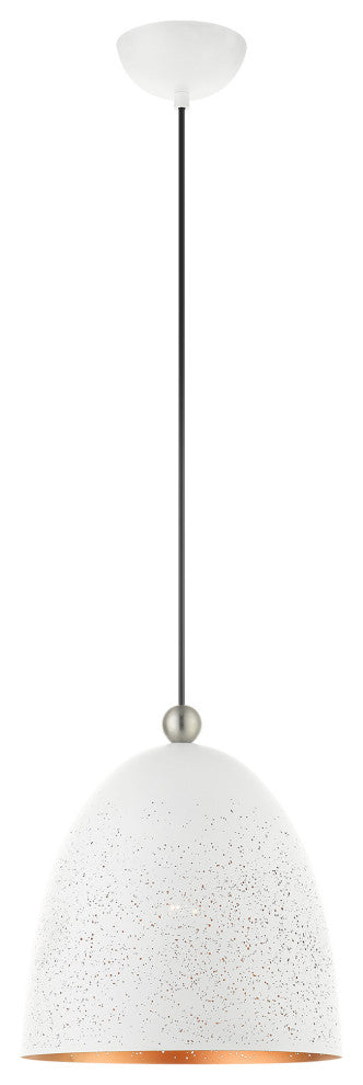 Livex Lighting Arlington 1 Light White, Brushed Nickel Accents Medium Pendant