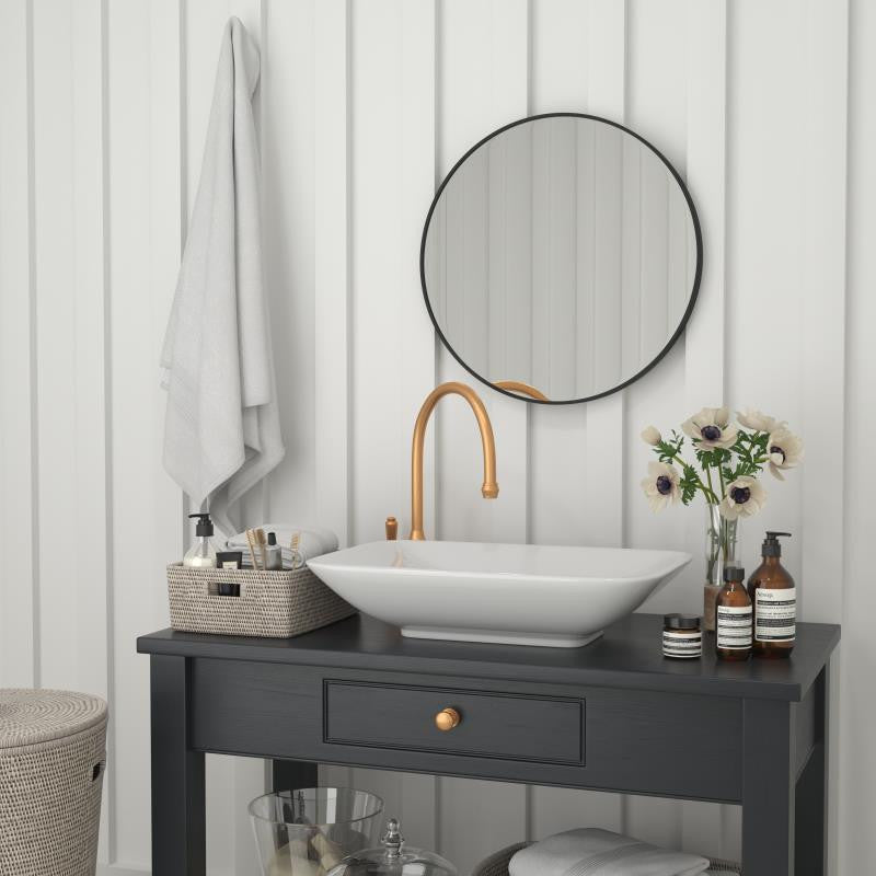 Julianne Large Accent Mirror Metal Framed Wall Mirror, Black, 24"