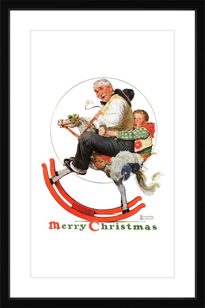 "Gramps, Rocking Horse" Framed Print by Norman Rockwell