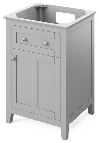 Chatham Traditional 24" Grey Single Sink Vanity, Black Granite Vanity Top