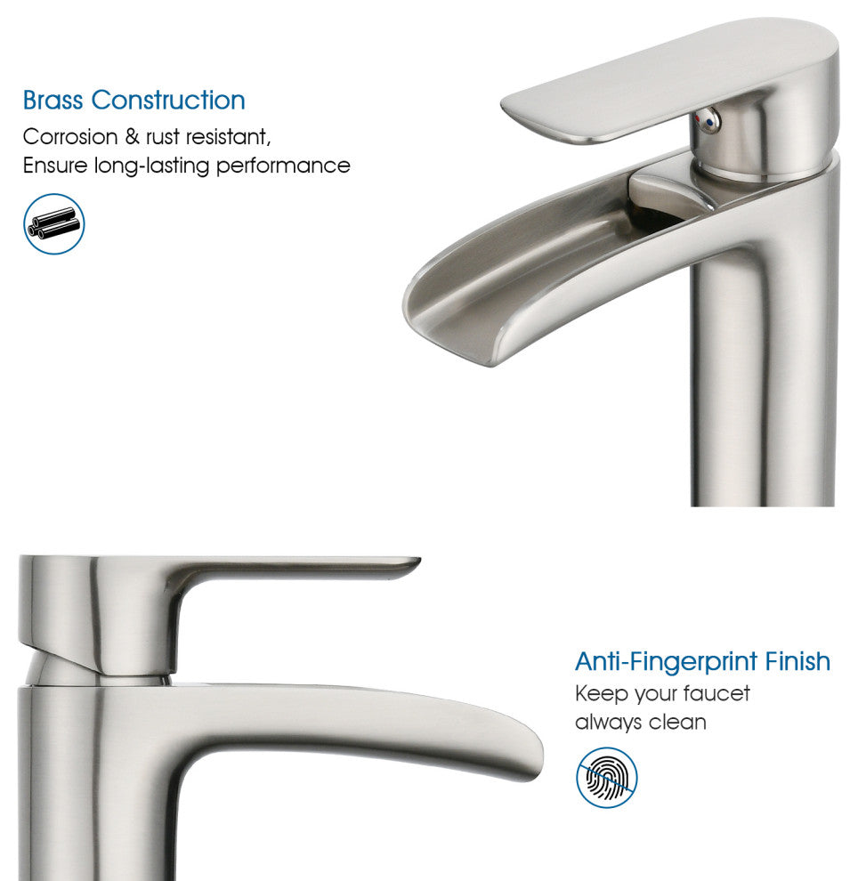 Single Hole Bathroom Faucet With Drain Assembly, Brushed Nickel