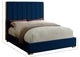 Becca Velvet Upholstered Bed, Navy, King