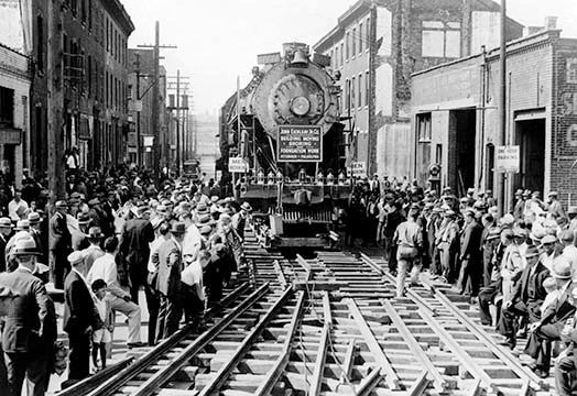 Baldwin Locomotive Down Vine Street, Philadelphia, PA - Framed Paper Poster