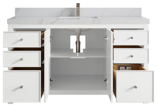 Chicago 60" Single Sink Bathroom Vanity, White 2" Calacatta Sienna Quartz