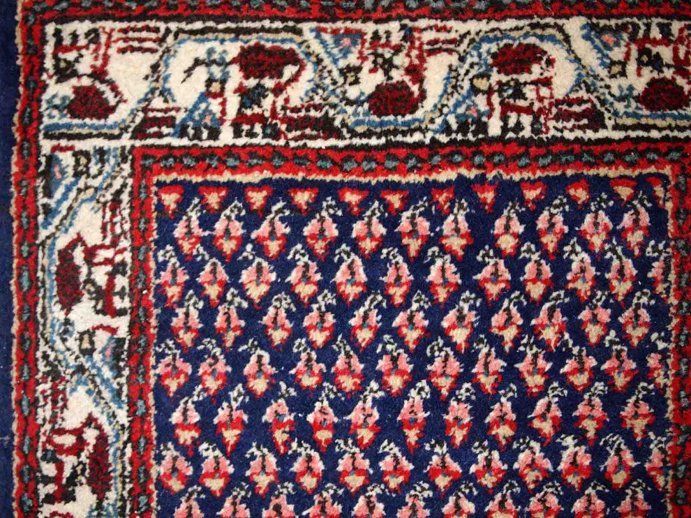 Handmade Vintage Indian Seraband Rug, 2'x4', 62cmx124cm 1970s