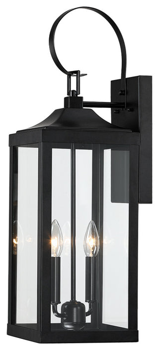 25.7" 2-Light Large Traditional Outdoor Wall Lantern Sconce, Matte Black
