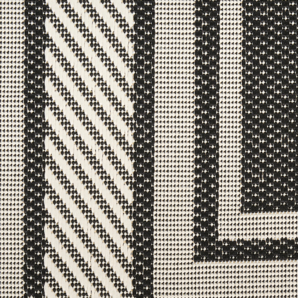 Nourison Horizon Indoor/Outdoor 9' x 12' Black Modern Rug