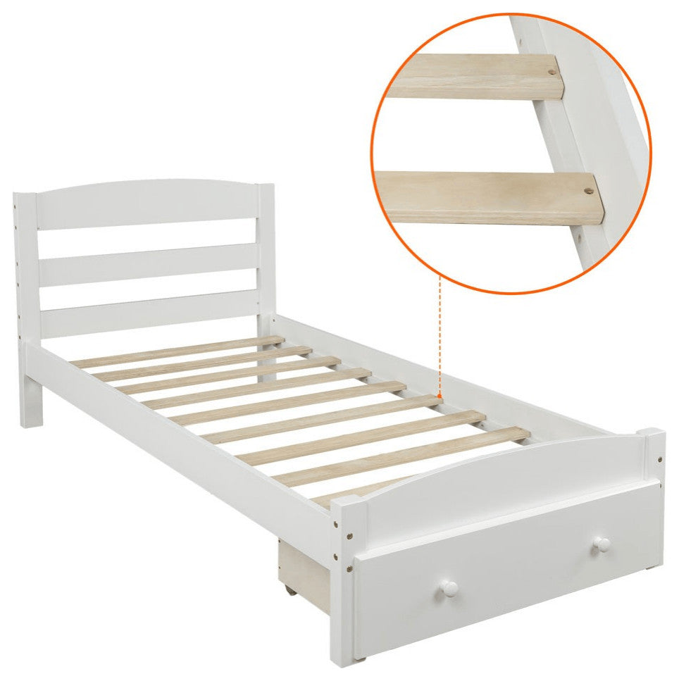 Twin White Upholstered Bed