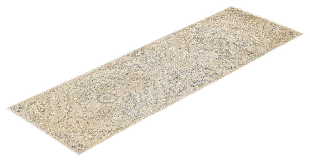 Eclectic, One-of-a-Kind Hand-Knotted Area Rug Green, 2'8"x8'2"