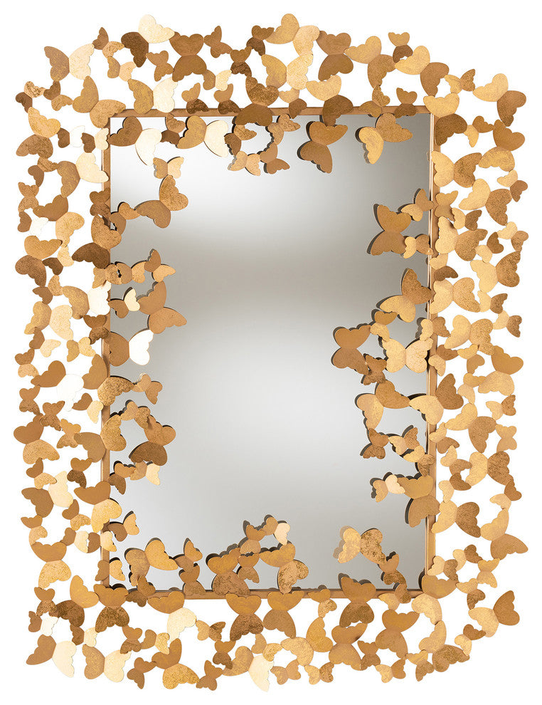 Beline Antique Gold Butterfly Accent Wall Mirror