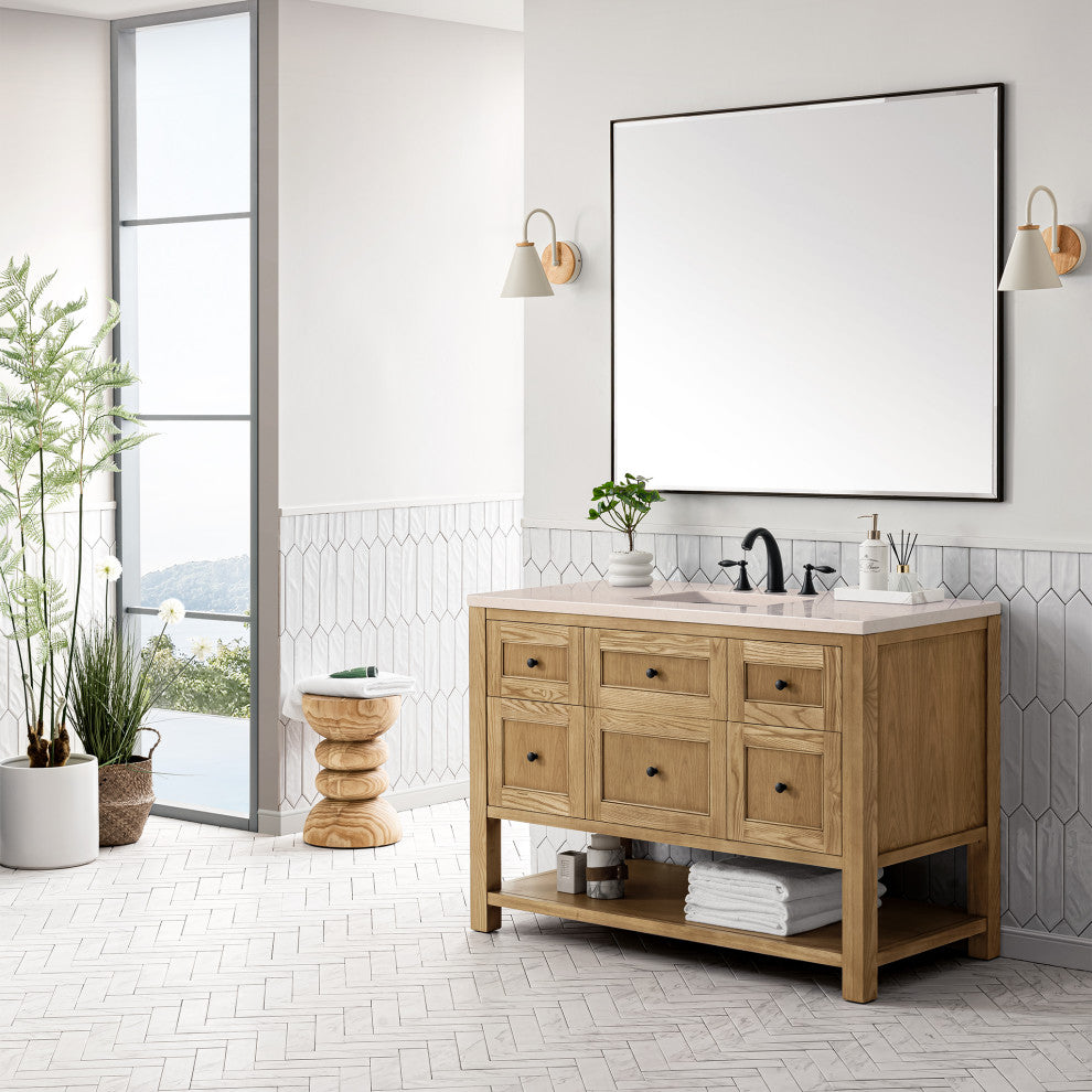 Breckenridge 48" Single Vanity, Light Natural Oak, 3CM Eternal Marfil Top