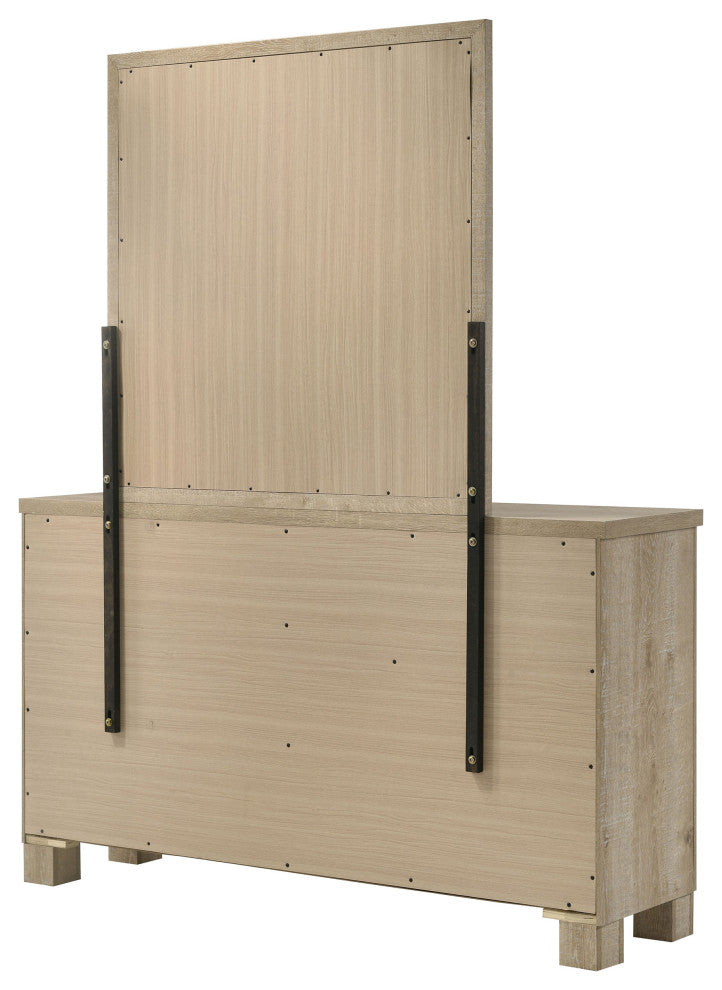 Oakglen 6-drawer Bedroom Dresser and Mirror Weathered Oak