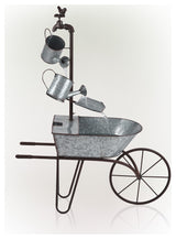 Metal Watering Can Wheelbarrow Fountain