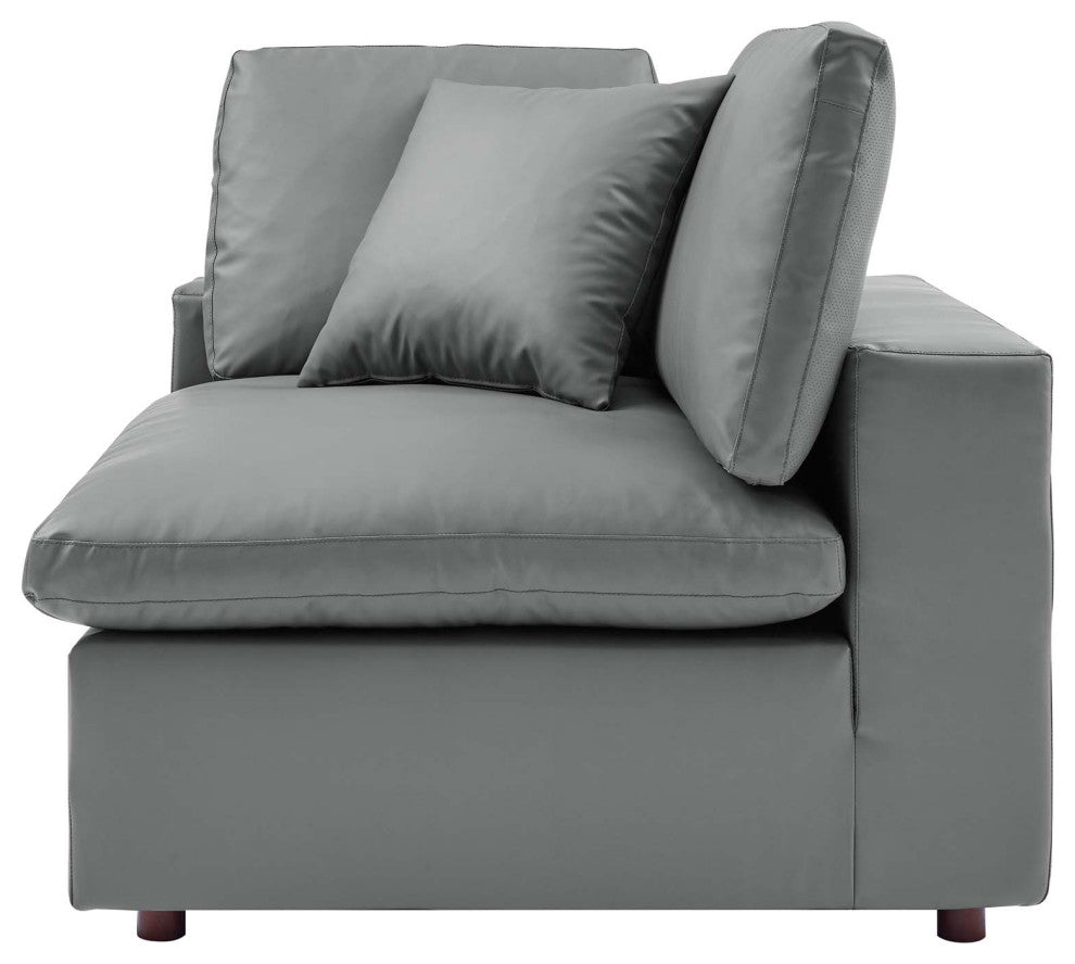Sectional Sofa Set, Faux Vegan Leather, Gray, Modern, Lounge Hospitality
