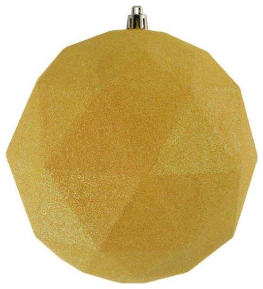 Vickerman M177378Dg 4.75" Yellow Glitter Geometric Ball Ornament, 4 Per Bag