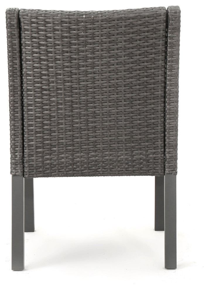 GDF Studio 5-Piece Marcy Outdoor Square Dining Set, Gray/Gray/Silver
