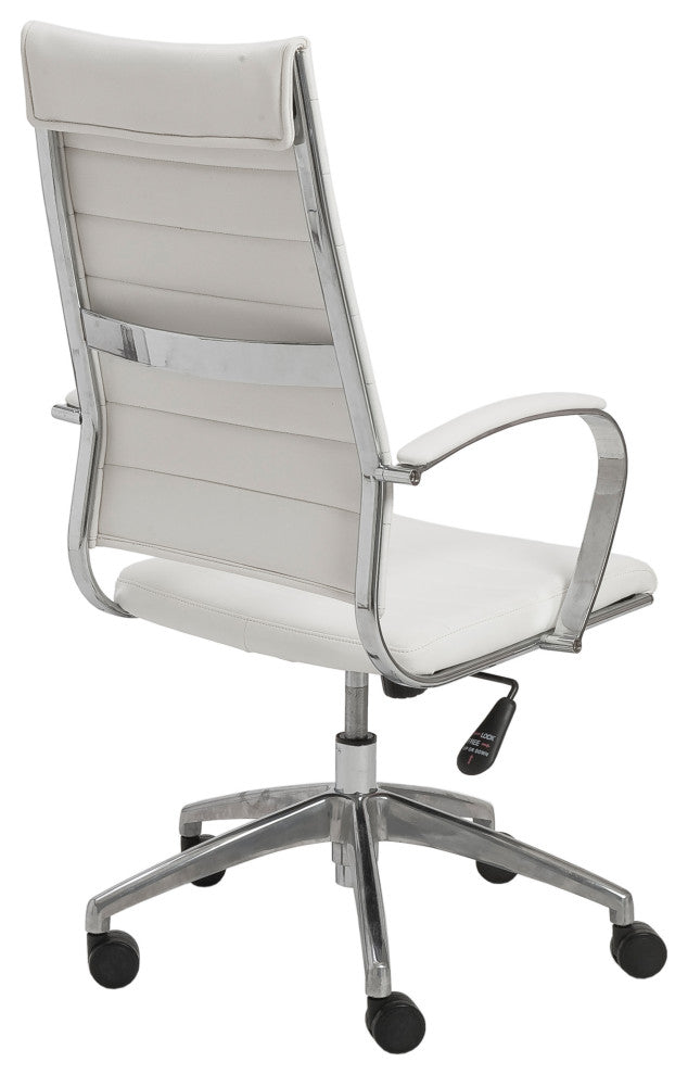Axel High Back Office Chair, White With Aluminum Base