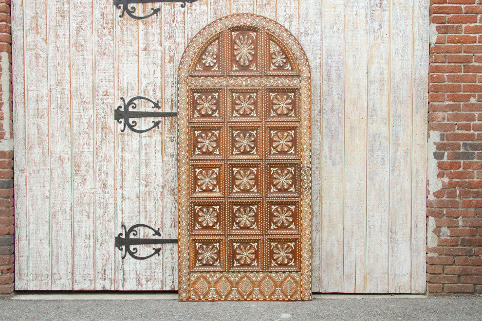 Extraordinary Sunburst Indo-Portuguese Inlaid Arched Door