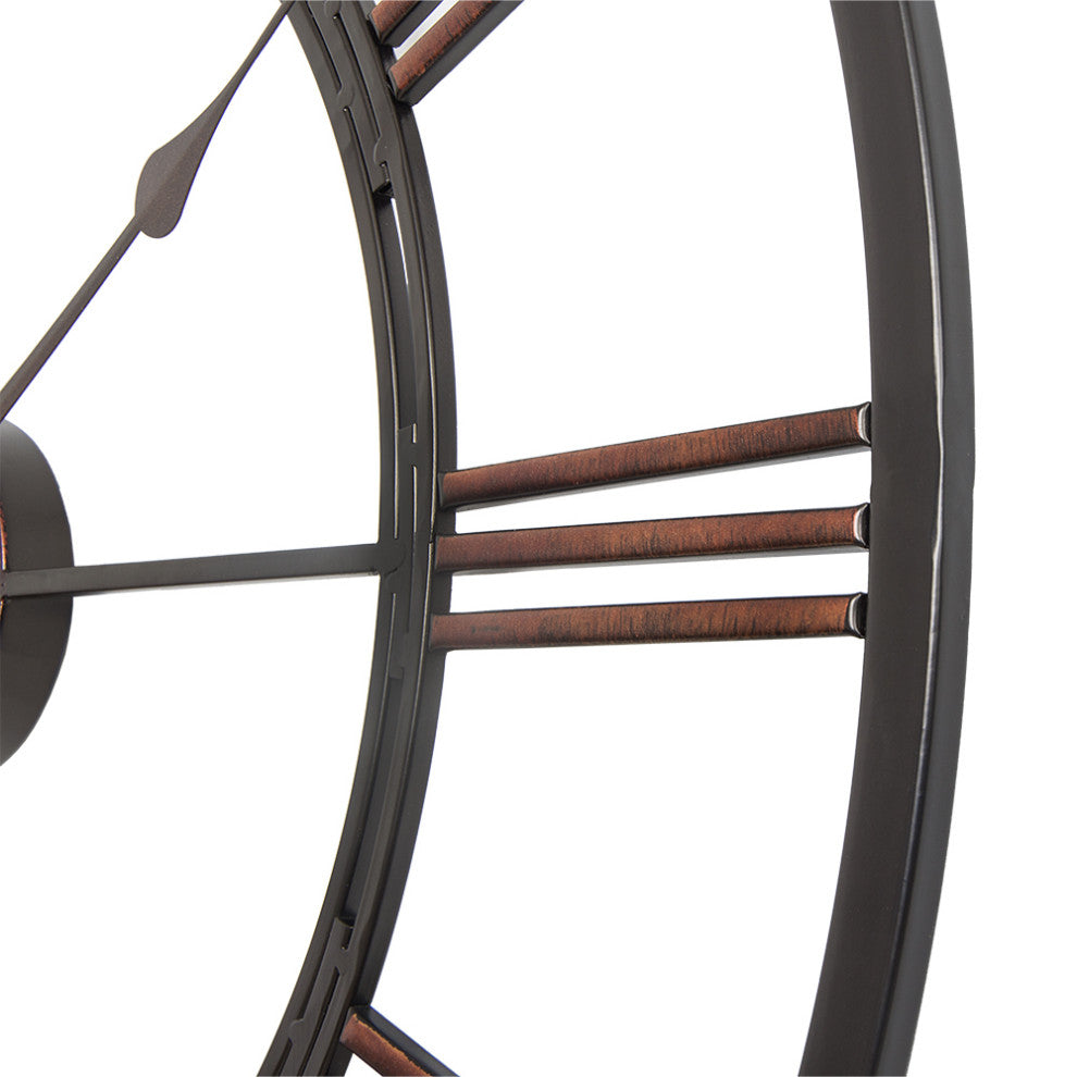 UTOPIA ALLEY Oversized Roman Round Wall Clock, 28" Diameter, Dark Bronze finish