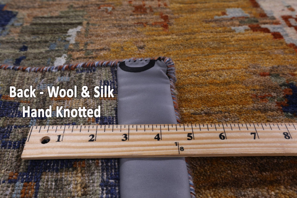 Hand Knotted Wool and Silk Modern Rug 9' 1" X 12' 4" Q7243