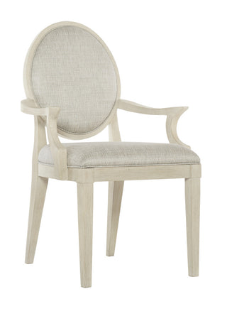Bernhardt East Hampton Oval Back Arm Chair, Cerused Linen
