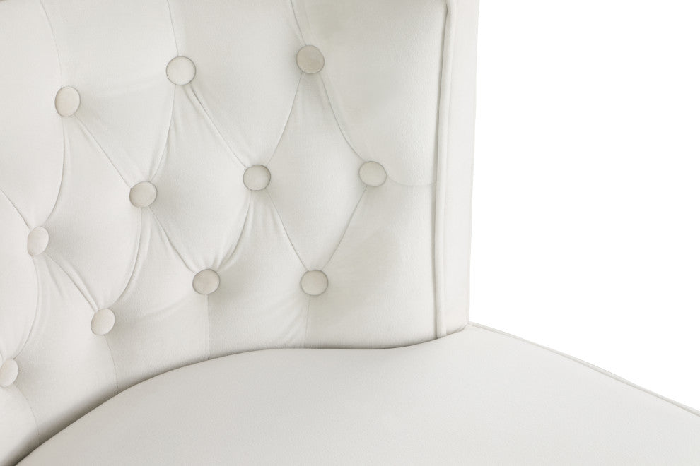 Perry Velvet Upholstered Dining Chair (Set of 2), Cream
