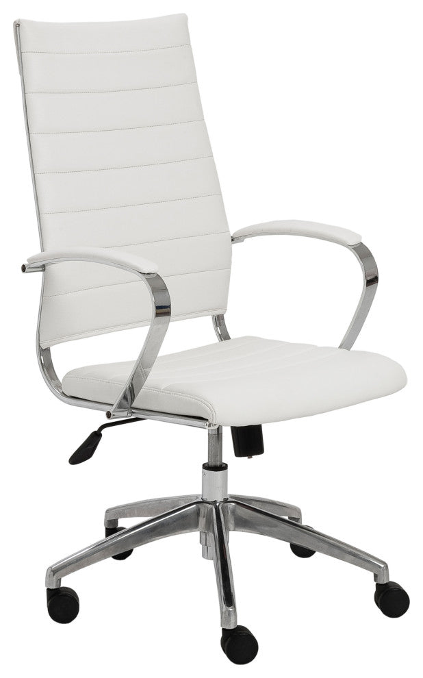 Axel High Back Office Chair, White With Aluminum Base